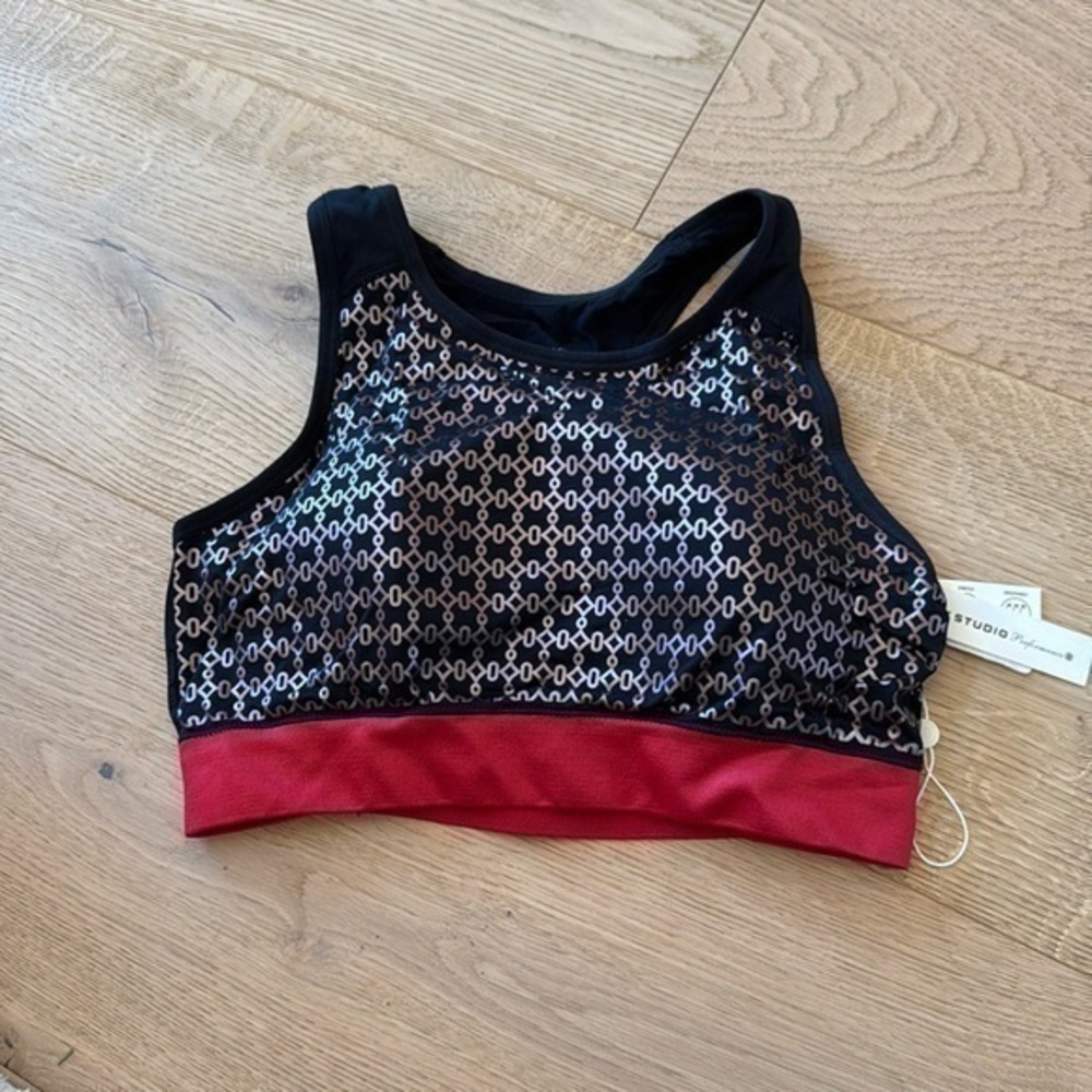 Max Studio Black Red Racerback Sports Bra Women’s M NWT Workout Gym